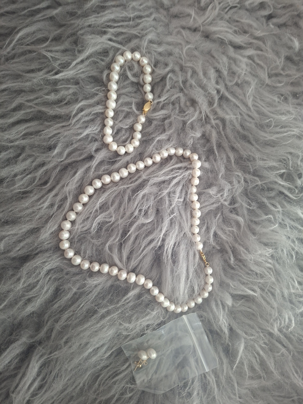 Classic White Pearl Necklace, Bracelet & Stud Earrings Set